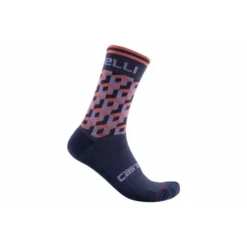 Chaussettes Castelli Cubi 15 Bleu Fonce Rose Femme